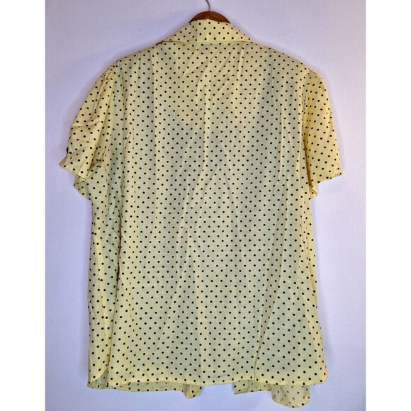 REBECCA MALONE Butter Yellow Polka Dot Button Up Shirt w/Cami Women's Sz 2x Vtg - Picture 2 of 9